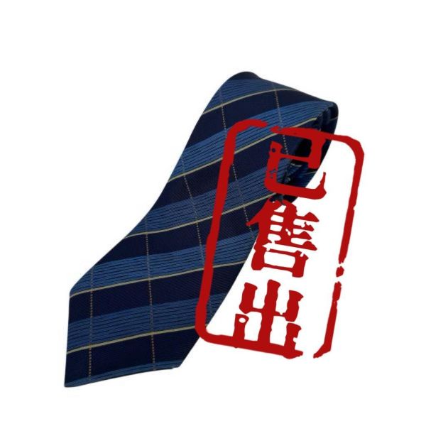 YSL 藍格紋 領帶 領結 絲綢（中古） 