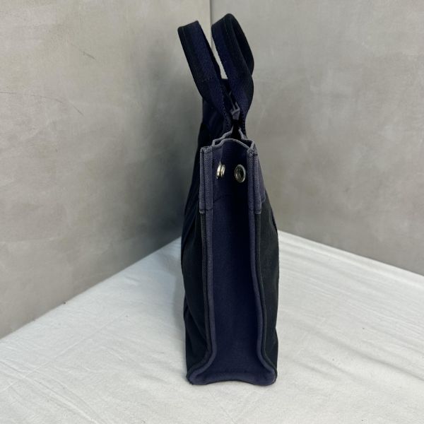 Hermès 中古紫拼黑小號帆布手袋 