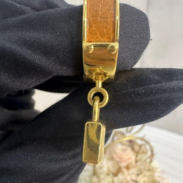 Hermes 中古金鎖頭橘皮絲巾釦戒指 