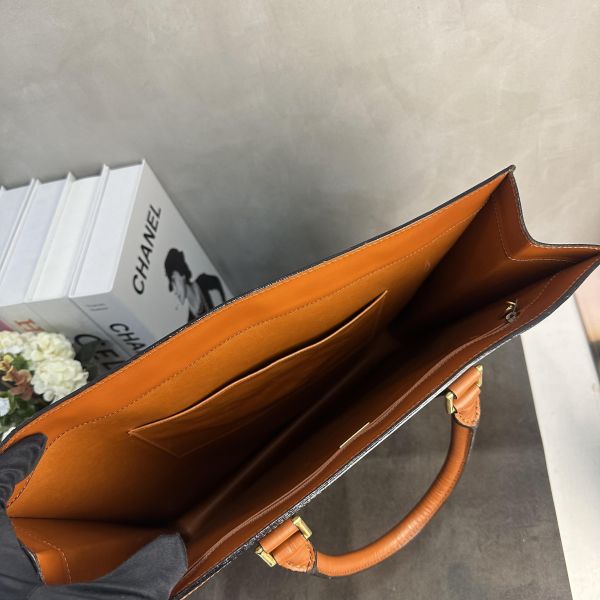 Bally 復古浮雕B黑棕雙色皮革手提包Tote Bag /公事包* 