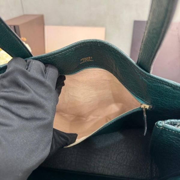 Hermès 墨綠山羊皮肩背包 