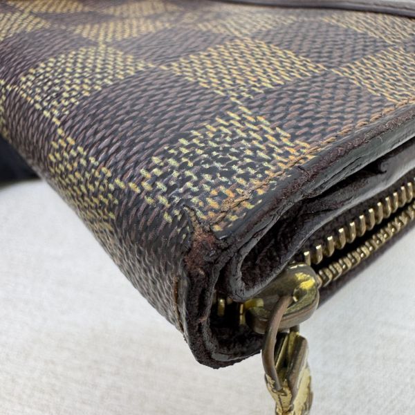 Louis Vuitton 棋盤格拉鏈零錢包兩折短夾 