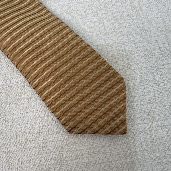 LANVIN 黃條紋 領帶 領結 絲綢（中古） 