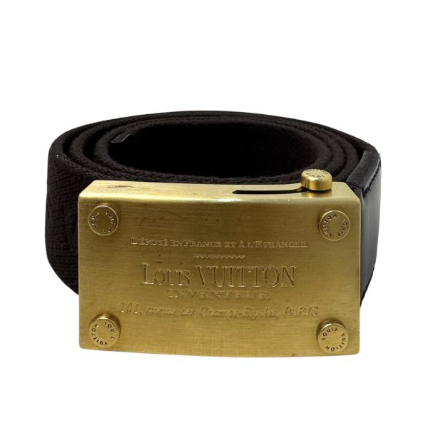 Louis Vuitton 咖啡色 金頭 皮帶 腰帶 