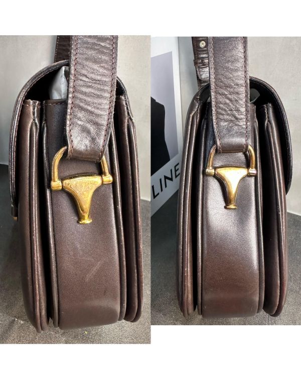 Gucci 馬銜扣 (Horsebit) 復古棕色皮革單肩包* 