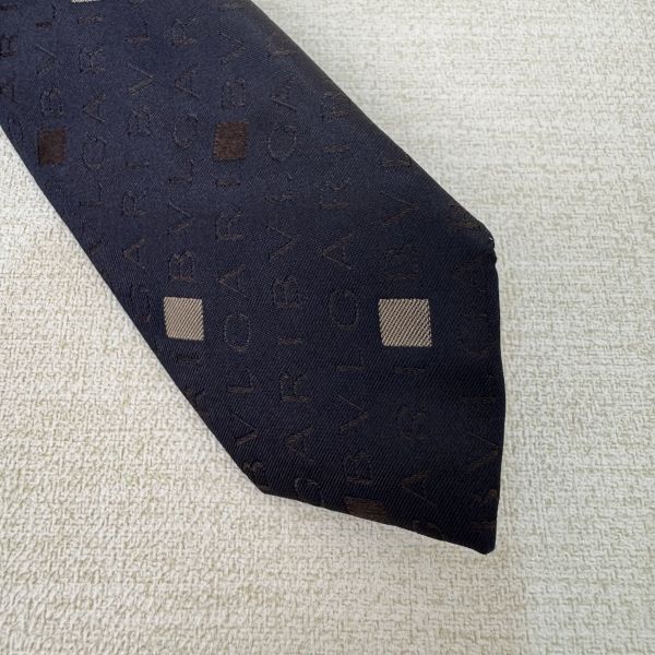 BVLGARI 藍字母logo 領帶 領結 絲綢（中古） 