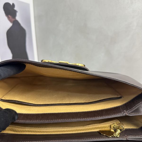 Gucci 馬銜扣 (Horsebit) 復古棕色皮革單肩包* 