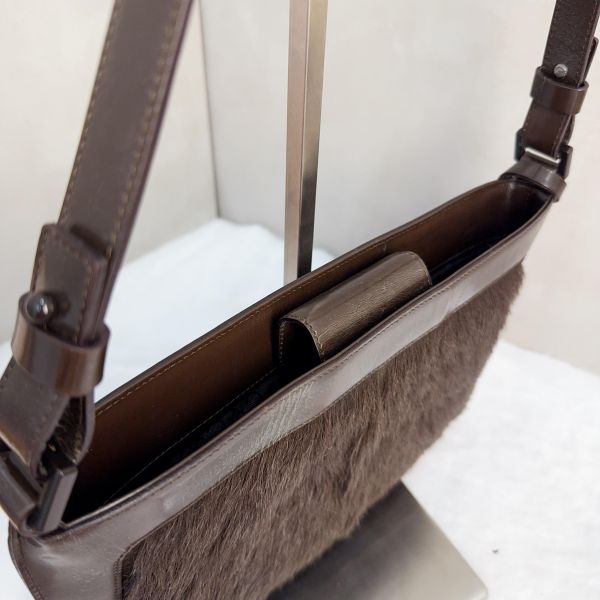 Celine 皮革拼馬毛 復古肩背包 