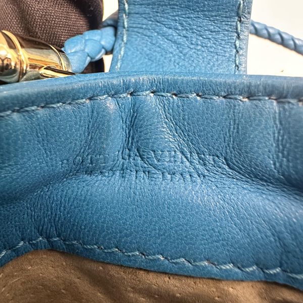 Bottega Veneta 中古藍色小編織多功能手機包 