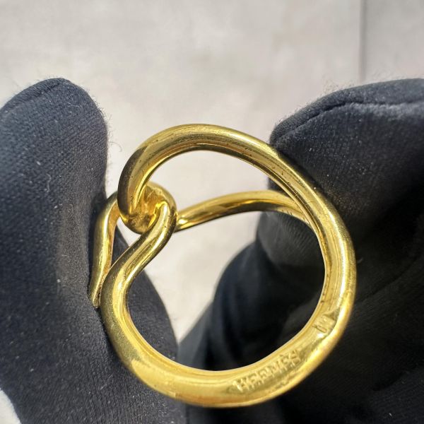 Hermes 中古金色扭結絲巾環絲巾扣 
