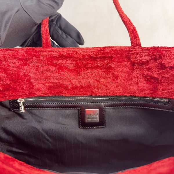 Fendi 復古紅絨面字母托特包 