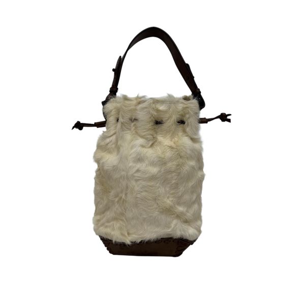 VALENTINO白色毛絨單肩包 