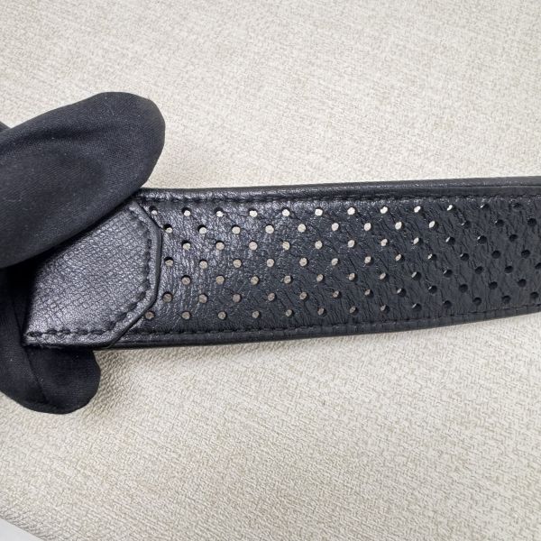 Prada 銀頭 洞洞皮革 皮帶 腰帶 