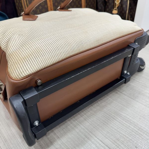 Hermès 棕色拼接旅行箱包 