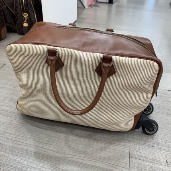 Hermès 棕色拼接旅行箱包 