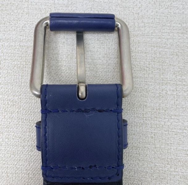 Bottega Veneta 銀頭 藍編織 皮帶 腰帶 