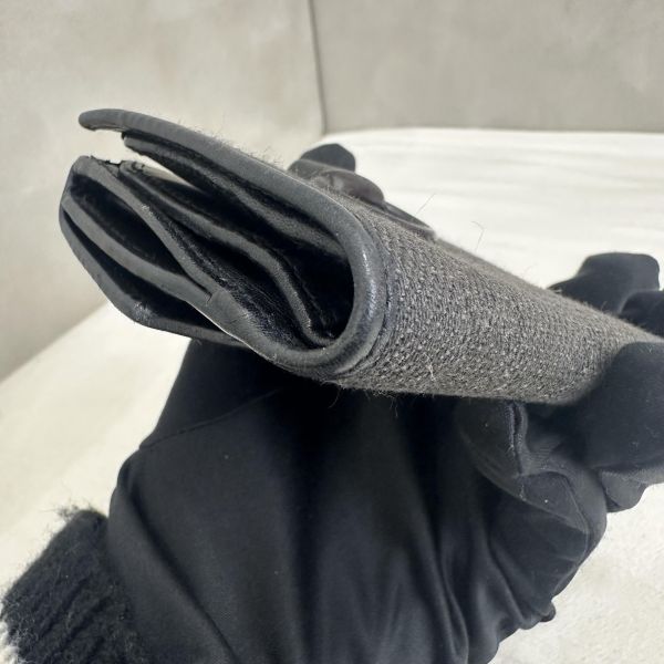 Gucci 中古黑色馬銜扣老花領錢袋短夾 