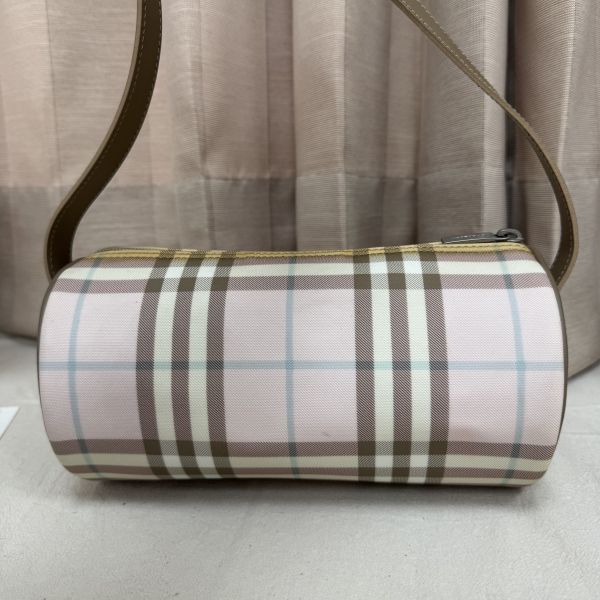 Burberry 粉色格紋圓筒包 
