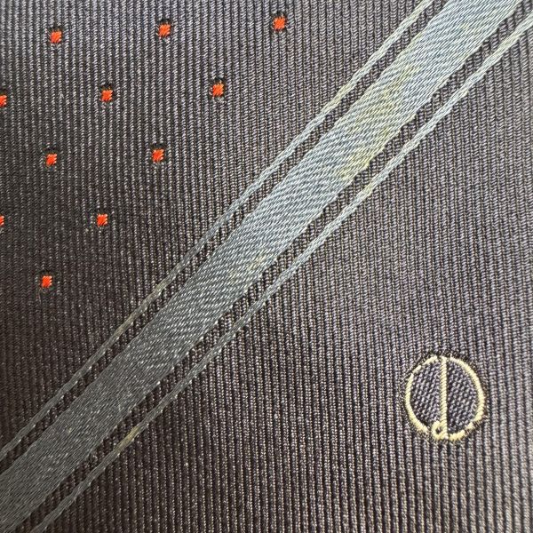 dunhill高級深藍色絲綢帶有精緻的紅色波點圖案領帶 領結 絲綢（中古） 