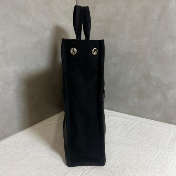 Hermès 黑色帆布皮革包 