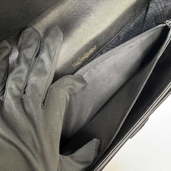 YSL 黑色鱷魚皮 斜挎包 