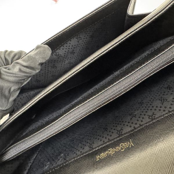 YSL 黑色鱷魚皮 斜挎包 