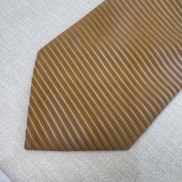 LANVIN 黃條紋 領帶 領結 絲綢（中古） 