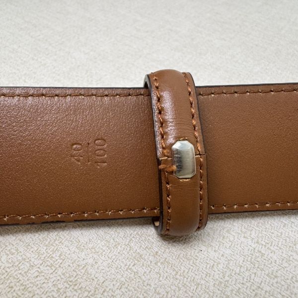 Burberry 金x黑頭 格紋棕色皮革 皮帶 腰帶 