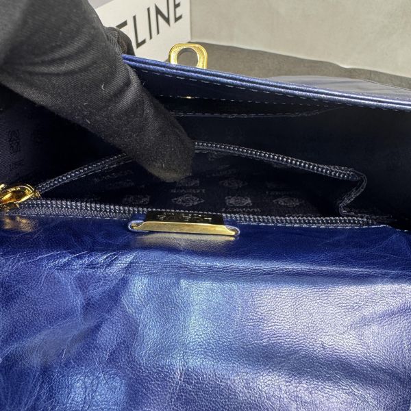 Loewe (羅威) Vintage 電光藍牛皮金扣肩背包* 