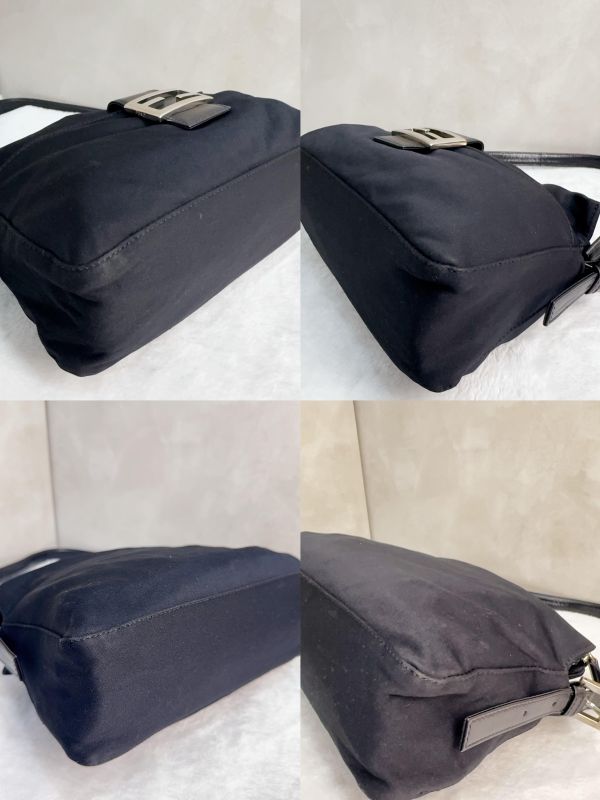 Fendi Mamma Baguette 黑色帆布肩背包 