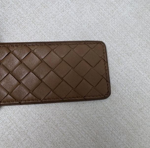 Bottega Veneta 金色圓頭 棕色編織 皮帶 腰帶 
