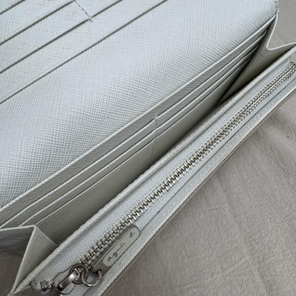 agnes b. 米色長款錢包 