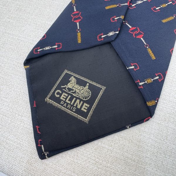 CELINE 藍 多圖 領帶 領結 絲綢（中古） 
