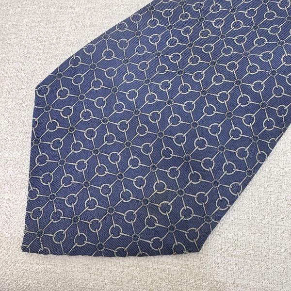 Hermes 藍 領帶 領結 絲綢（中古） 