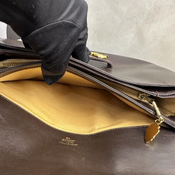 Gucci 馬銜扣 (Horsebit) 復古棕色皮革單肩包* 