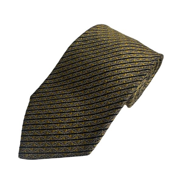 GIVENCHY 紀梵希 黑金菱格織紋領帶 領結 絲綢（中古） 