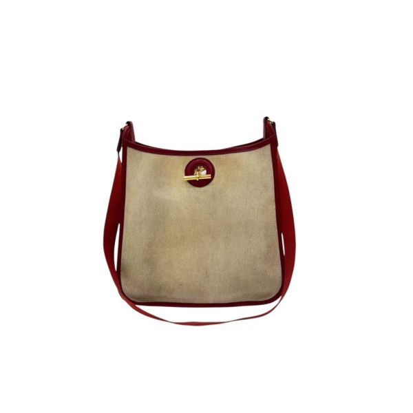 Hermès Vespa 紅色帆布拼接包 