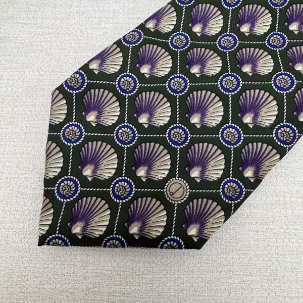 Dunhill 綠色 貝殼 領帶（中古） 