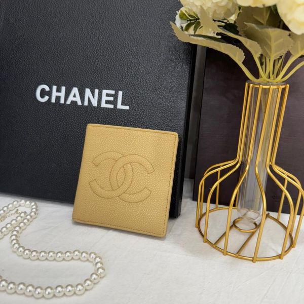 Chanel 奶茶色短夾 