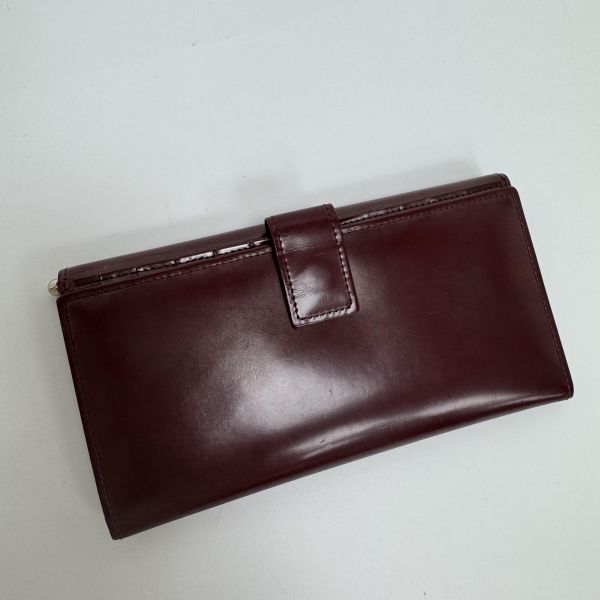 Agnes B酒紅色漆皮長夾 