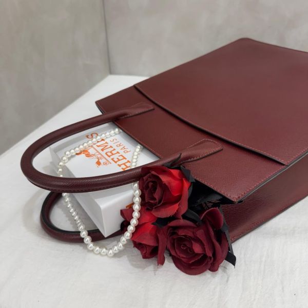 Hermès whitebus 酒紅手提托特包 