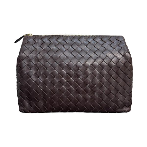 Bottega Veneta 經典Intrecciato 納帕小羊皮編織拉鍊手拿包* 