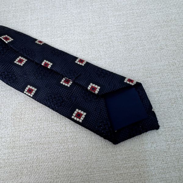 Daks 藍 方形圖紋 領帶（中古） 