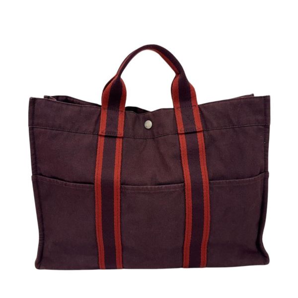 Hermès 酒紅中號帆布手袋 