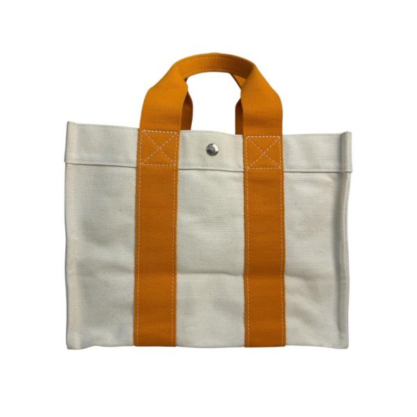 Hermès Herbag Cabas 橘色提把帆布托特包 