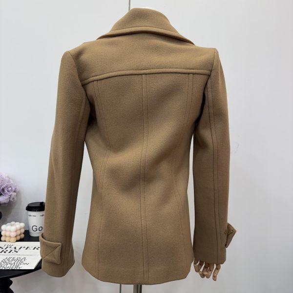 Burberry 駝色雙排扣女士短款大衣 