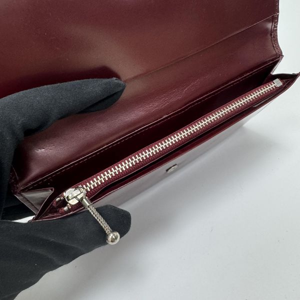 Agnes B酒紅色漆皮長夾 