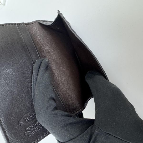 TODS 黑色鱷魚皮卡包 