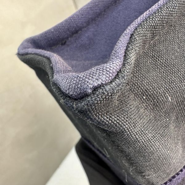 Hermès 中古紫拼黑小號帆布手袋 