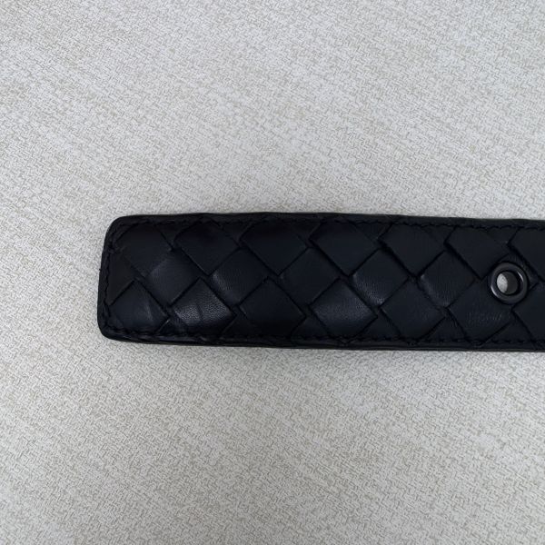 Bottega Veneta 黑頭 黑編織 皮帶 腰帶 